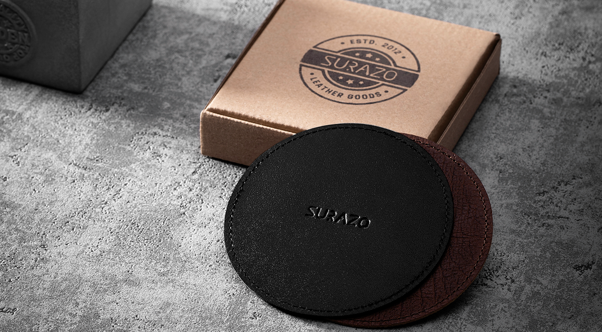 New coaster for mugs and glasses made of genuine leather by Surazo