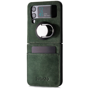 Genuine leather Back case Flex Mode - Nubuck Dark Green - TPU Black