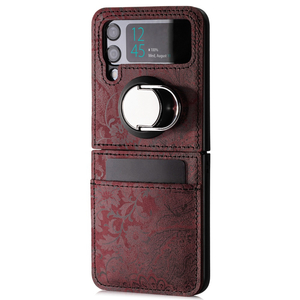 Genuine leather Back case Flex Mode - Ornament Burgund - TPU Black