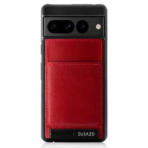 Genuine leather Back case with stand - Costa Red - TPU Black