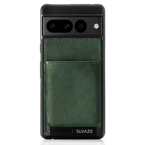 Genuine leather Back case with stand - Nubuck Dark Green - TPU Black