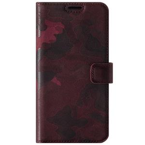 Genuine leather Kickstand Premium RFID - Military Camouflage Burgundy - TPU Black