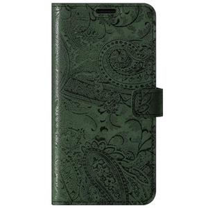Genuine leather Kickstand Premium RFID - Ornament Green - TPU Black
