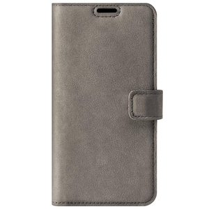 Genuine leather Kickstand Prestige RFID - Nubuck Gray - TPU Black