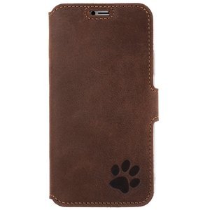 Genuine leather Slim cover CC - Nut brown - Paw - Transparent TPU