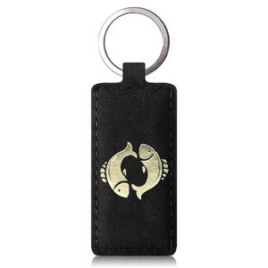 Keychain - Nubuck Black - Gold Pisces