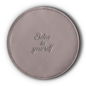 Leather coaster for a cup - Costa Gray - Believe in yourself