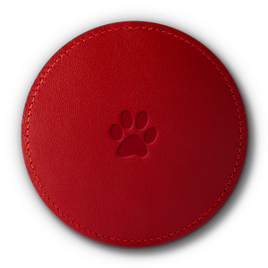 Leather coaster for a cup - Costa Red - Paw
