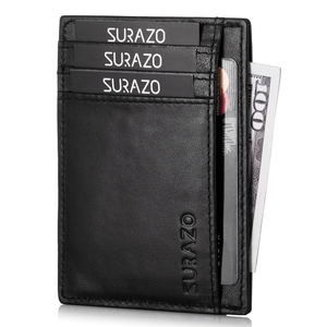 Small leather card case - Black
