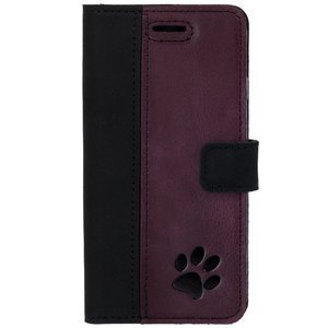 Wallet case Duo - Nubuck Black and Burgundy - Paw - Transparent TPU