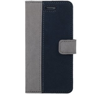 Wallet case Duo - Nubuck Gray and Navy Blue - Transparent TPU