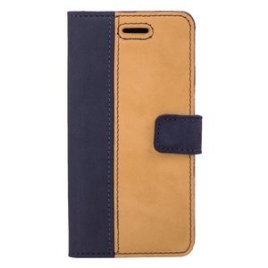 Wallet case Duo - Nubuck Navy Blue and Camel - Transparent TPU