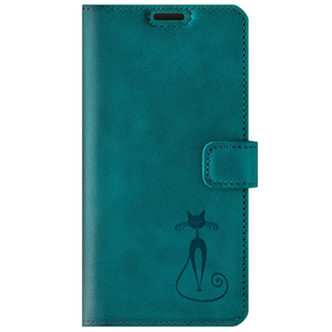 Wallet case - Turquoise - Fabulous Cat - Transparent TPU