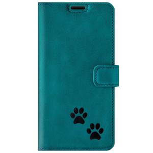 Wallet case - Turquoise - Two Paws Black - Transparent TPU