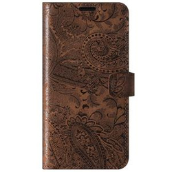 Genuine leather Kickstand Premium RFID - Ornament Brown - TPU Black