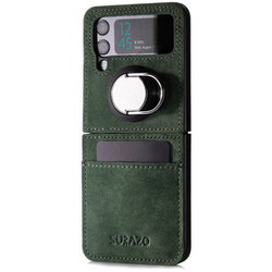 Genuine leather Back case Flex Mode - Nubuck Dark Green - TPU Black