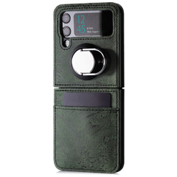 Genuine leather Back case Flex Mode - Ornament Green - TPU Black