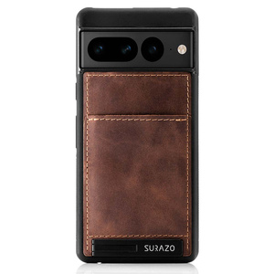 Genuine leather Back case with stand - Nut - TPU Black