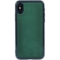 Genuine leather Back case - Nubuck Dark Green - Transparent TPU