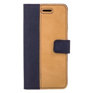 Wallet case Duo - Nubuck Navy Blue and Camel - Transparent TPU