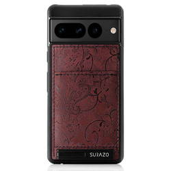 Genuine leather Back case with stand - Ornament Burgund - TPU Black