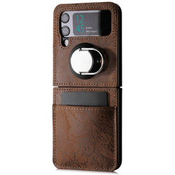 Genuine leather Back case Flex Mode - Ornament Brown - TPU Black