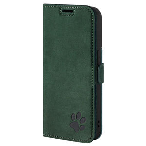 Genuine leather Kickstand Premium RFID - Nubuck Dark Green - TPU Black