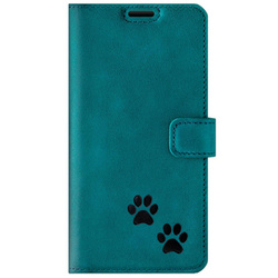 Wallet case - Turquoise - Two Paws Black - Transparent TPU