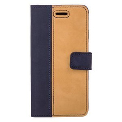 Wallet case Duo - Nubuck Navy Blue and Camel - Transparent TPU