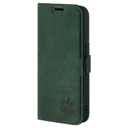 Genuine leather Kickstand Premium RFID - Nubuck Dark Green - TPU Black