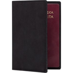 Passport case with card slot - Nubuk Black