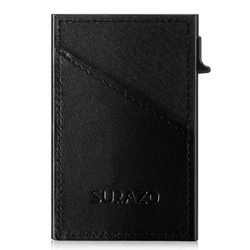 Natural Leather Mini Wallet With Automatic Alu Case - Costa Black