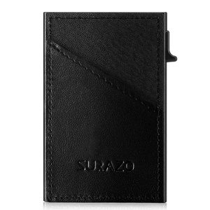 Natural Leather Mini Wallet With Automatic Alu Case - Costa Black