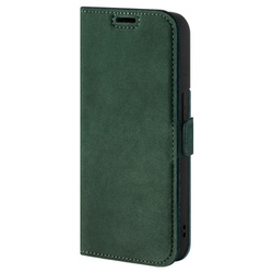 Genuine leather Kickstand Premium RFID - Nubuck Dark Green - TPU Black