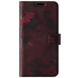 Genuine leather Kickstand Prestige RFID - Military Camouflage Burgundy - TPU Black