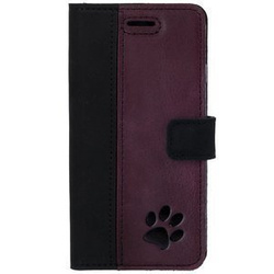 Wallet case Duo - Nubuck Black and Burgundy - Paw - Transparent TPU