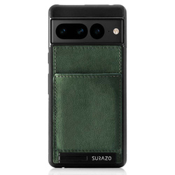 Genuine leather Back case with stand - Nubuck Dark Green - TPU Black