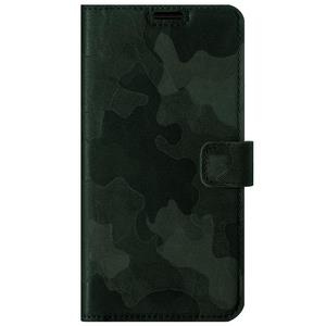 Genuine leather Kickstand Premium RFID - Military Camouflage Dark Green - TPU Black