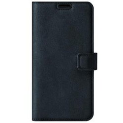 Genuine leather Kickstand Premium RFID - Nubuck Navy Blue - TPU Black