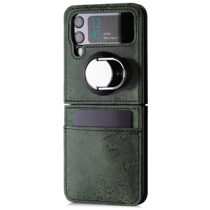 Genuine leather Back case Flex Mode - Ornament Green - TPU Black