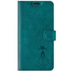 Wallet case - Turquoise - Fabulous Cat - Transparent TPU