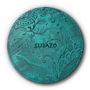 Leather coaster for a cup - Ornament Turquoise